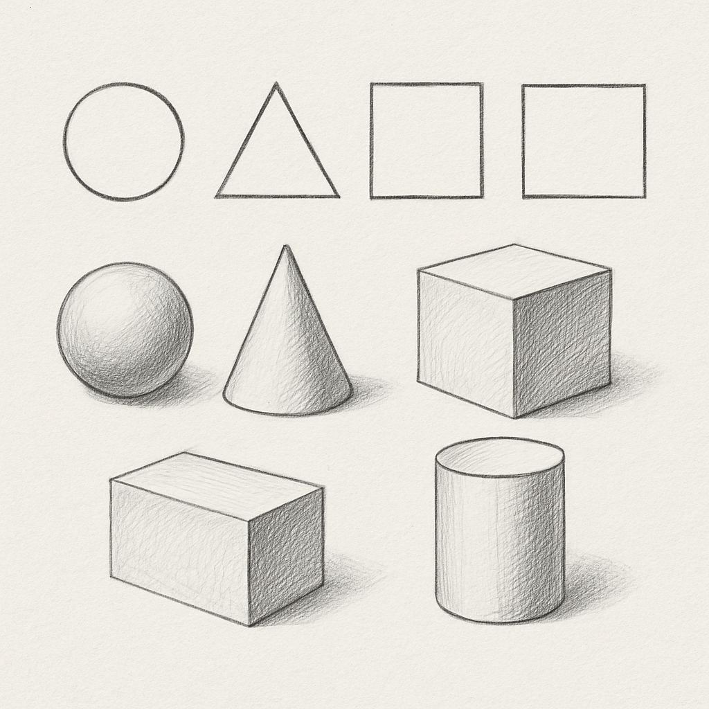 Shape and form drawing study from Torch and Trowel